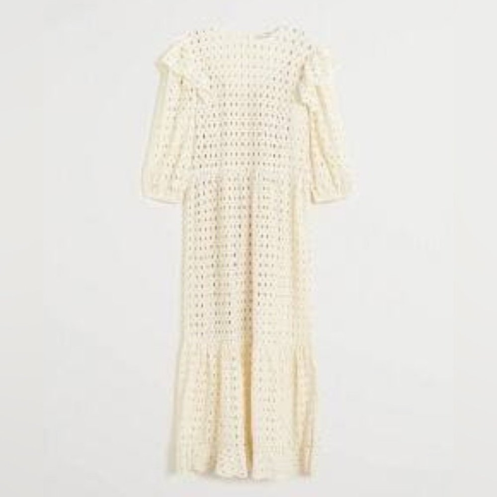 Mango Ruffled Open-Work Dress NWT - Picture 10 of 10